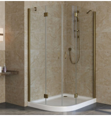 Душевой уголок Vegas Glass AFS-F Lux 120*90 05 01 R профиль бронза, стекло прозрачное, прямоугольный-асимметричный, двери распашные