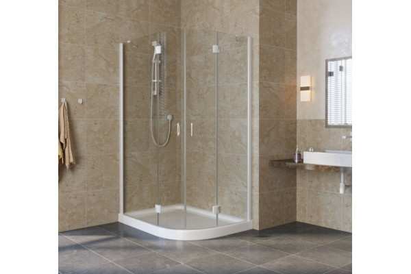 Душевой уголок Vegas Glass AFS-F Lux 120*90 01 01 L профиль белый, стекло прозрачное, прямоугольный-асимметричный, двери распашные