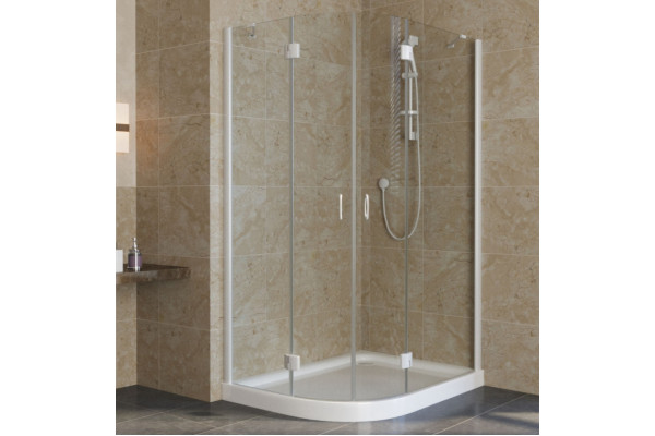 Душевой уголок Vegas Glass AFS-F Lux 120*90 01 01 R профиль белый, стекло прозрачное, прямоугольный-асимметричный, двери распашные