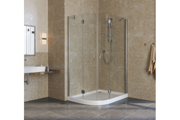 Душевой уголок Vegas Glass AFS-F Lux 120*100 08 01 R профиль глянцевый хром, стекло прозрачное, прямоугольный-асимметричный, двери распашные