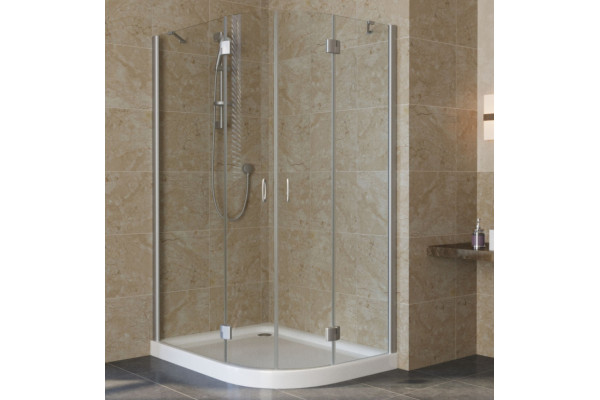 Душевой уголок Vegas Glass AFS-F Lux 120*100 07 01 L профиль матовый хром, стекло прозрачное, прямоугольный-асимметричный, двери распашные