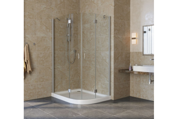 Душевой уголок Vegas Glass AFS-F Lux 120*100 07 01 L профиль матовый хром, стекло прозрачное, прямоугольный-асимметричный, двери распашные