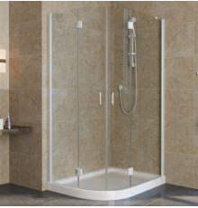 Душевой уголок Vegas Glass AFS-F Lux 110*80 01 01 R профиль белый, стекло прозрачное, прямоугольный-асимметричный, двери распашные