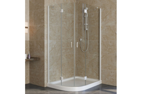 Душевой уголок Vegas Glass AFS-F Lux 110*80 01 01 R профиль белый, стекло прозрачное, прямоугольный-асимметричный, двери распашные