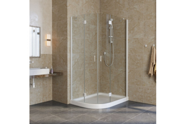 Душевой уголок Vegas Glass AFS-F Lux 110*80 01 01 R профиль белый, стекло прозрачное, прямоугольный-асимметричный, двери распашные