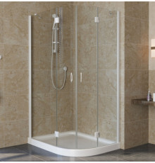 Душевой уголок Vegas Glass AFS-F Lux 100*90 01 01 L профиль белый, стекло прозрачное, прямоугольный-асимметричный, двери распашные