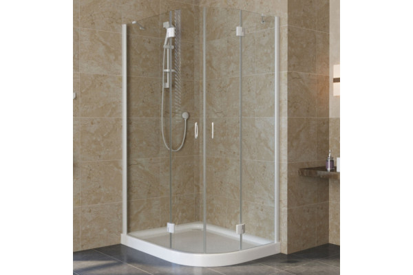 Душевой уголок Vegas Glass AFS-F Lux 100*90 01 01 L профиль белый, стекло прозрачное, прямоугольный-асимметричный, двери распашные