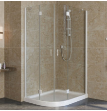 Душевой уголок Vegas Glass AFS-F Lux 100*90 01 01 R профиль белый, стекло прозрачное, прямоугольный-асимметричный, двери распашные