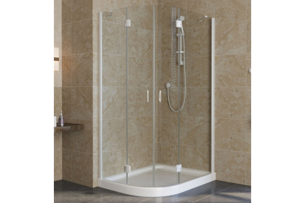 Душевой уголок Vegas Glass AFS-F Lux 100*90 01 01 R профиль белый, стекло прозрачное, прямоугольный-асимметричный, двери распашные