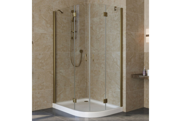 Душевой уголок Vegas Glass AFS-F Lux 100*90 05 01 L профиль бронза, стекло прозрачное, прямоугольный-асимметричный, двери распашные
