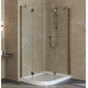 Душевой уголок Vegas Glass AFS-F Lux 100*90 05 01 R профиль бронза, стекло прозрачное, прямоугольный-асимметричный, двери распашные