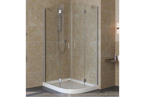 Душевой уголок Vegas Glass AFS-F Lux 100*90 07 01 L профиль матовый хром, стекло прозрачное, прямоугольный-асимметричный, двери распашные
