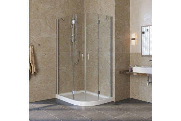 Душевой уголок Vegas Glass AFS-F Lux 100*90 07 01 L профиль матовый хром, стекло прозрачное, прямоугольный-асимметричный, двери распашные