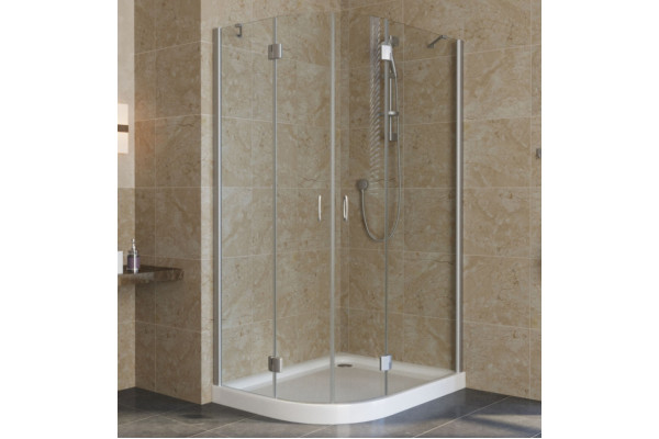 Душевой уголок Vegas Glass AFS-F Lux 100*90 07 01 R профиль матовый хром, стекло прозрачное, прямоугольный-асимметричный, двери распашные