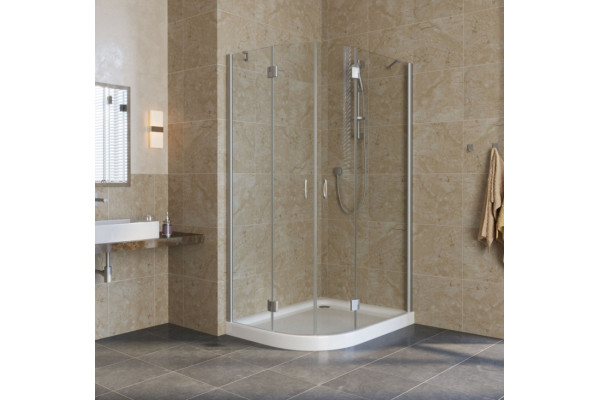 Душевой уголок Vegas Glass AFS-F Lux 100*90 07 01 R профиль матовый хром, стекло прозрачное, прямоугольный-асимметричный, двери распашные