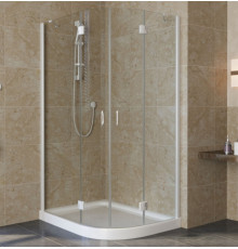 Душевой уголок Vegas Glass AFS-F Lux 110*80 01 01 L профиль белый, стекло прозрачное, прямоугольный-асимметричный, двери распашные