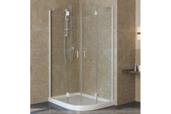 Душевой уголок Vegas Glass AFS-F Lux 110*80 01 01 L профиль белый, стекло прозрачное, прямоугольный-асимметричный, двери распашные