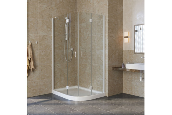 Душевой уголок Vegas Glass AFS-F Lux 110*80 01 01 L профиль белый, стекло прозрачное, прямоугольный-асимметричный, двери распашные