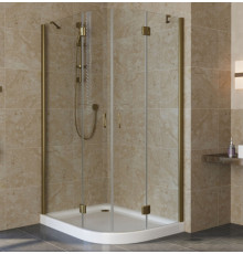 Душевой уголок Vegas Glass AFS-F Lux 110*80 05 01 L профиль бронза, стекло прозрачное, прямоугольный-асимметричный, двери распашные