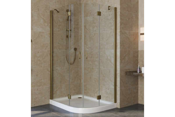 Душевой уголок Vegas Glass AFS-F Lux 110*80 05 01 L профиль бронза, стекло прозрачное, прямоугольный-асимметричный, двери распашные