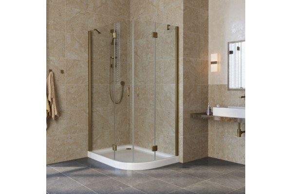 Душевой уголок Vegas Glass AFS-F Lux 110*80 05 01 L профиль бронза, стекло прозрачное, прямоугольный-асимметричный, двери распашные