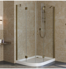 Душевой уголок Vegas Glass AFS-F Lux 110*80 05 01 R профиль бронза, стекло прозрачное, прямоугольный-асимметричный, двери распашные