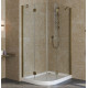 Душевой уголок Vegas Glass AFS-F Lux 110*80 05 01 R профиль бронза, стекло прозрачное, прямоугольный-асимметричный, двери распашные