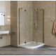 Душевой уголок Vegas Glass AFS-F Lux 110*80 05 01 R профиль бронза, стекло прозрачное, прямоугольный-асимметричный, двери распашные