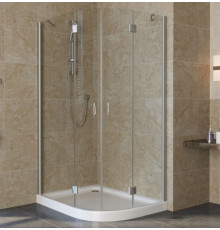 Душевой уголок Vegas Glass AFS-F Lux 110*80 07 01 L профиль матовый хром, стекло прозрачное, прямоугольный-асимметричный, двери распашные