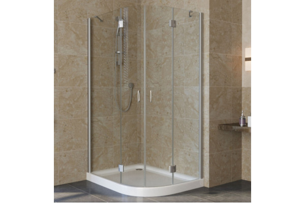 Душевой уголок Vegas Glass AFS-F Lux 110*80 07 01 L профиль матовый хром, стекло прозрачное, прямоугольный-асимметричный, двери распашные