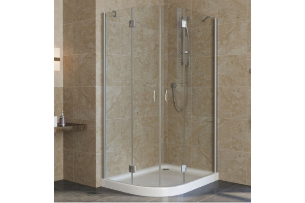 Душевой уголок Vegas Glass AFS-F Lux 110*80 07 01 R профиль матовый хром, стекло прозрачное, прямоугольный-асимметричный, двери распашные