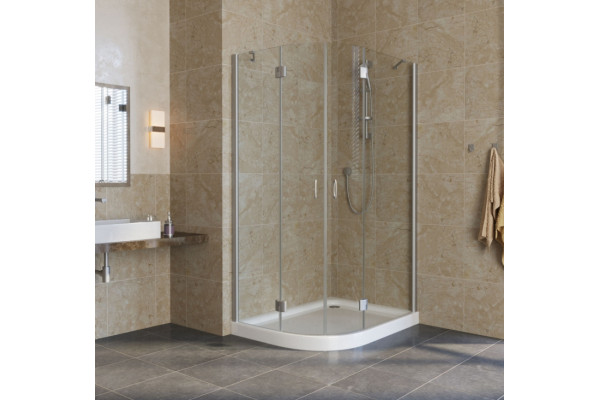 Душевой уголок Vegas Glass AFS-F Lux 110*80 07 01 R профиль матовый хром, стекло прозрачное, прямоугольный-асимметричный, двери распашные