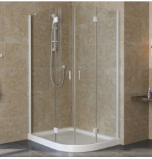 Душевой уголок Vegas Glass AFS-F Lux 110*90 01 01 L профиль белый, стекло прозрачное, прямоугольный-асимметричный, двери распашные