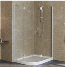 Душевой уголок Vegas Glass AFS-F Lux 110*90 01 01 R профиль белый, стекло прозрачное, прямоугольный-асимметричный, двери распашные