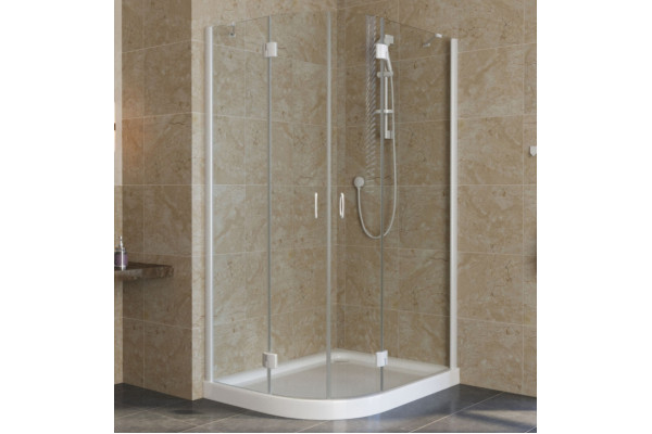 Душевой уголок Vegas Glass AFS-F Lux 110*90 01 01 R профиль белый, стекло прозрачное, прямоугольный-асимметричный, двери распашные