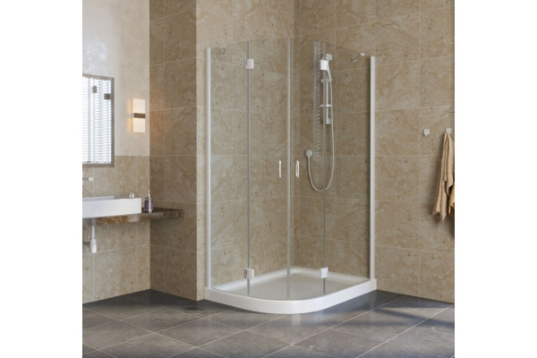 Душевой уголок Vegas Glass AFS-F Lux 110*90 01 01 R профиль белый, стекло прозрачное, прямоугольный-асимметричный, двери распашные