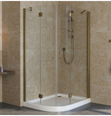 Душевой уголок Vegas Glass AFS-F Lux 110*90 05 01 R профиль бронза, стекло прозрачное, прямоугольный-асимметричный, двери распашные