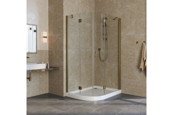 Душевой уголок Vegas Glass AFS-F Lux 110*90 05 01 R профиль бронза, стекло прозрачное, прямоугольный-асимметричный, двери распашные