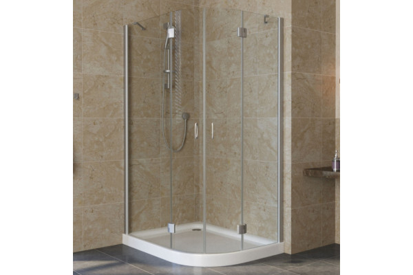 Душевой уголок Vegas Glass AFS-F Lux 110*90 07 01 L профиль матовый хром, стекло прозрачное, прямоугольный-асимметричный, двери распашные