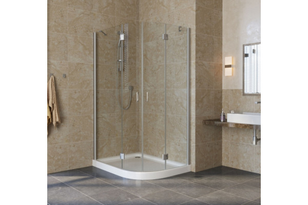Душевой уголок Vegas Glass AFS-F Lux 110*90 07 01 L профиль матовый хром, стекло прозрачное, прямоугольный-асимметричный, двери распашные