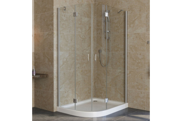 Душевой уголок Vegas Glass AFS-F Lux 110*90 07 01 R профиль матовый хром, стекло прозрачное, прямоугольный-асимметричный, двери распашные
