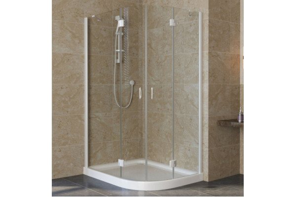 Душевой уголок Vegas Glass AFS-F Lux 110*100 01 01 L профиль белый, стекло прозрачное, прямоугольный-асимметричный, двери распашные