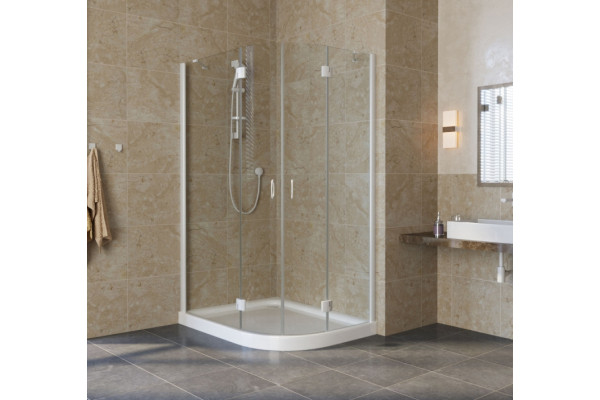 Душевой уголок Vegas Glass AFS-F Lux 110*100 01 01 L профиль белый, стекло прозрачное, прямоугольный-асимметричный, двери распашные