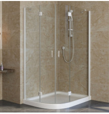 Душевой уголок Vegas Glass AFS-F Lux 110*100 01 01 R профиль белый, стекло прозрачное, прямоугольный-асимметричный, двери распашные