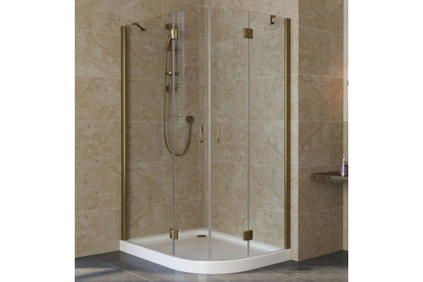 Душевой уголок Vegas Glass AFS-F Lux 110*100 05 01 L профиль бронза, стекло прозрачное, прямоугольный-асимметричный, двери распашные