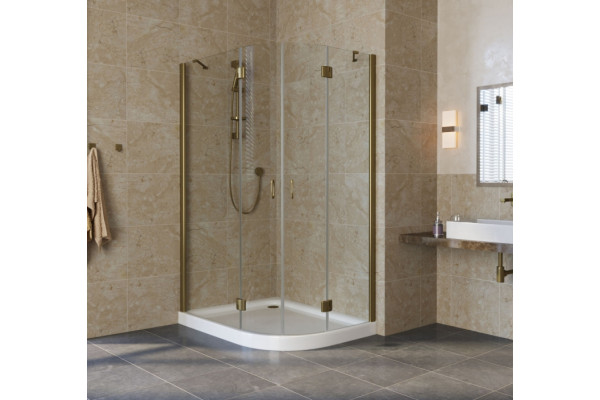 Душевой уголок Vegas Glass AFS-F Lux 110*100 05 01 L профиль бронза, стекло прозрачное, прямоугольный-асимметричный, двери распашные