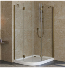 Душевой уголок Vegas Glass AFS-F Lux 110*100 05 01 R профиль бронза, стекло прозрачное, прямоугольный-асимметричный, двери распашные