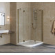 Душевой уголок Vegas Glass AFS-F Lux 110*100 05 01 R профиль бронза, стекло прозрачное, прямоугольный-асимметричный, двери распашные