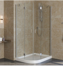 Душевой уголок Vegas Glass AFS-F Lux 100*80 07 01 R профиль матовый хром, стекло прозрачное, прямоугольный-асимметричный, двери распашные