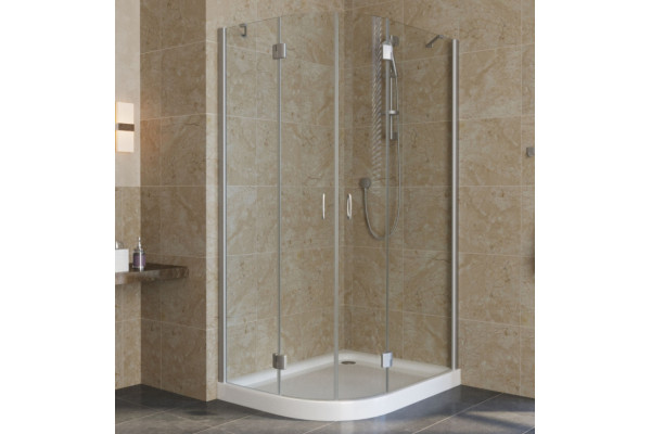 Душевой уголок Vegas Glass AFS-F Lux 100*80 07 01 R профиль матовый хром, стекло прозрачное, прямоугольный-асимметричный, двери распашные